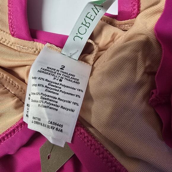 J.Crem Ruched Ruffle One Piece Swimsuit Fucsia Size 2‎ BP222 - Picture 3 of 10